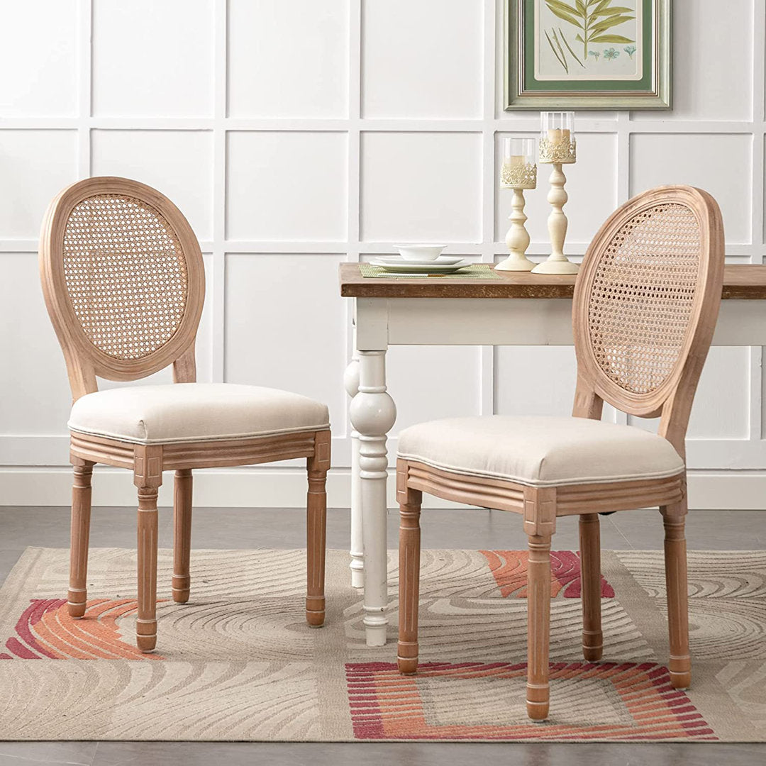 Madelynn King Louis Back Side Chair in Beige/Oak (Set of 2) Kelly Clarkson Home