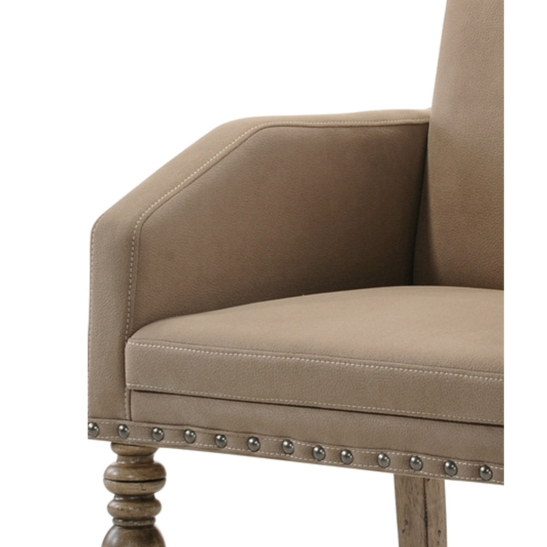 Dasher Upholstered Arm Chair in Brown (Set of 2) One Allium Way®