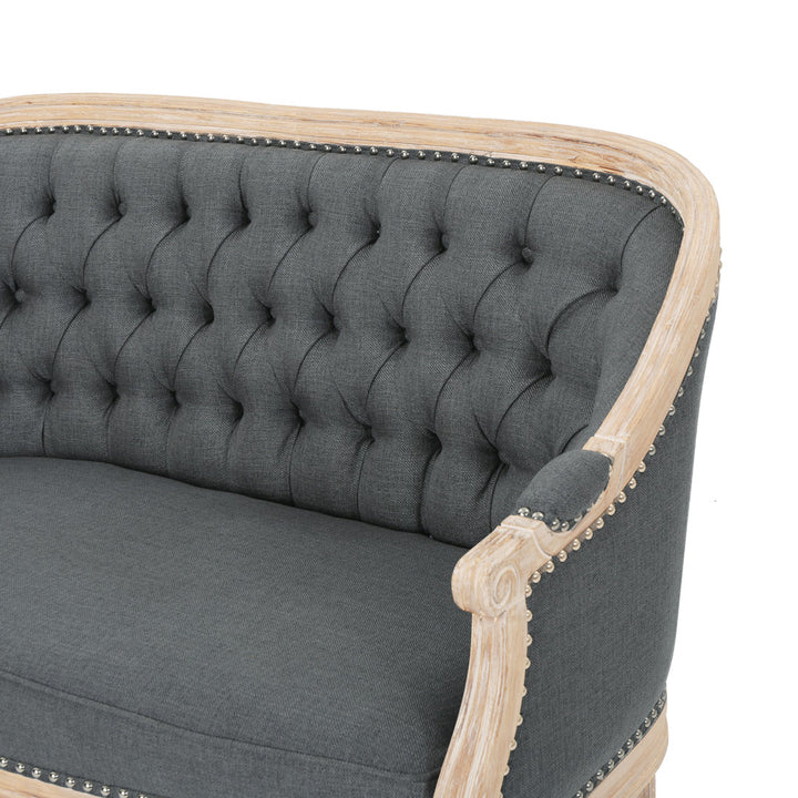 Atenea 49.5'' Upholstered & Birch Wood Loveseat August Grove® Upholstery Color: Dark Gray