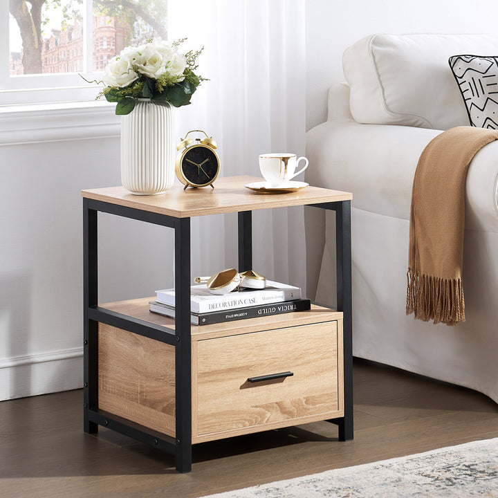 Kempst 1 - Drawer Iron Nightstand Trent Austin Design® Color: Oak