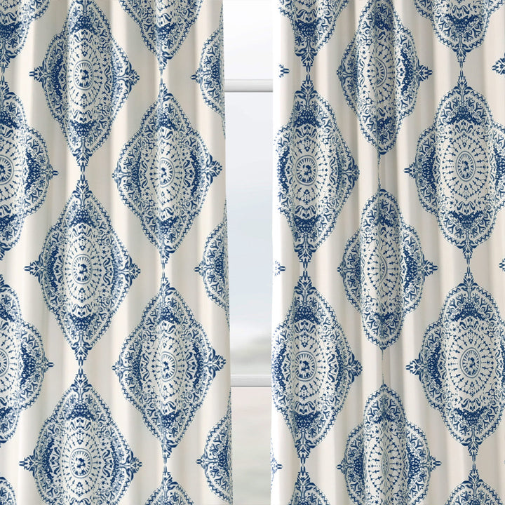 Klyszejko Majestic Medallion Printed Room Darkening Curtains for Living Room, Bedroom Single Panel Bungalow Rose Curtain Color: Blue Size per Panel: 50"W x 120"L