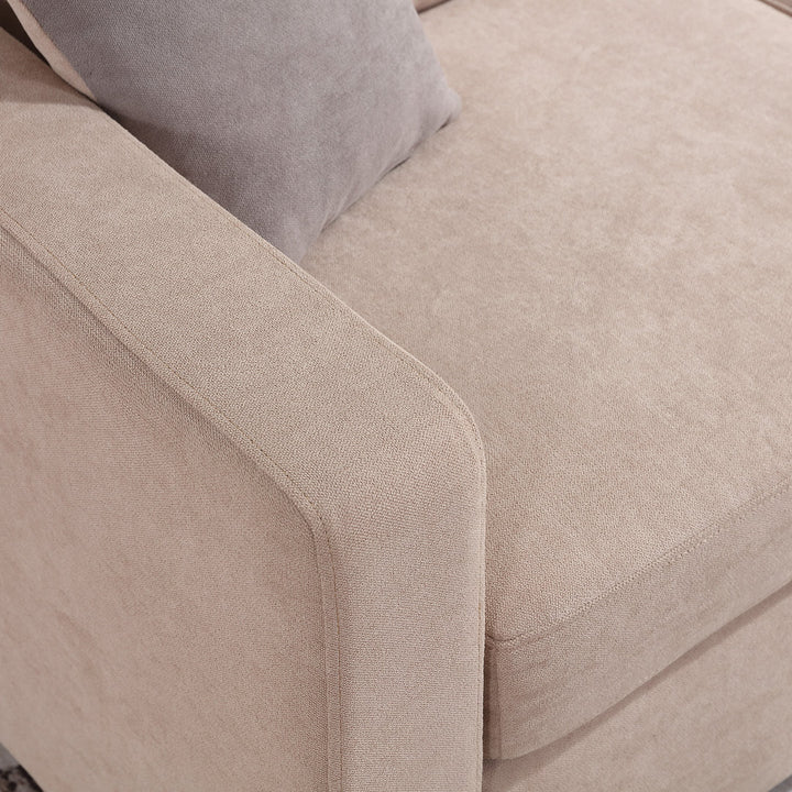 Campbelltown 78.5" Wide Reversible Sofa & Chaise with Ottoman Andover Mills™ Fabric: Beige Polyester Blend