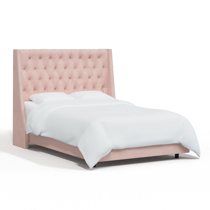 Annabel Upholstered Wingback Bed Kelly Clarkson Home Size: Full Body Fabric: Classic Blush Performance Velvet