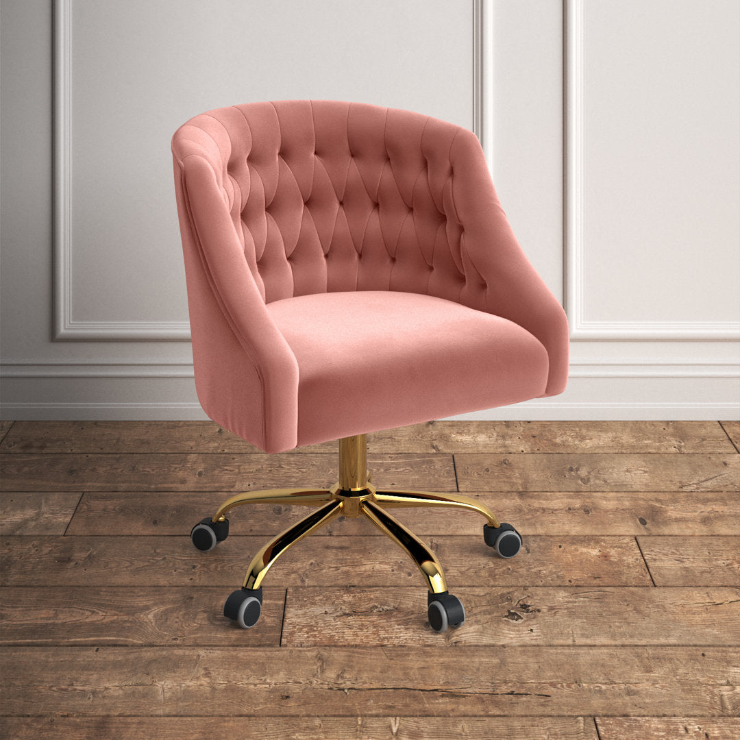 Louise 35.5'' H Velvet Hand-Curated Task Chair with Button Tufted Kelly Clarkson Home Upholstery Color: Pink Velvet