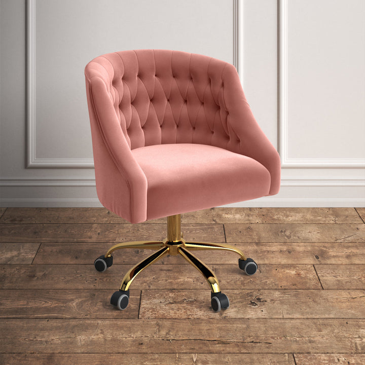 Louise 35.5'' H Velvet Hand-Curated Task Chair with Button Tufted Kelly Clarkson Home Upholstery Color: Pink Velvet