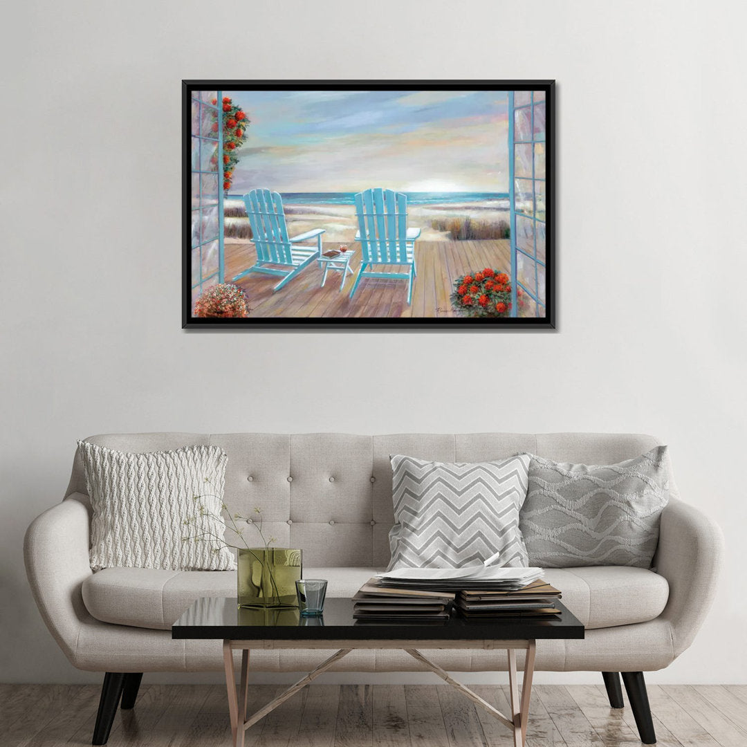 Country Meadow Landscape Neutral by Cynthia Coulter - Wrapped Canvas Painting Print East Urban Home Size: 32" H x 48" W x 1.5" D Format: Black Framed Canvas