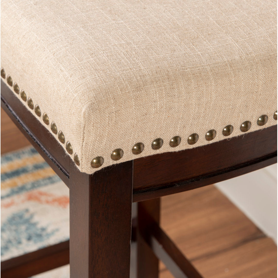 Arlyce Counter & Bar Solid Wood Backless Stool with Upholstered Seat Lark Manor™ Seat Height: Bar Stool (32.25" Seat Height)