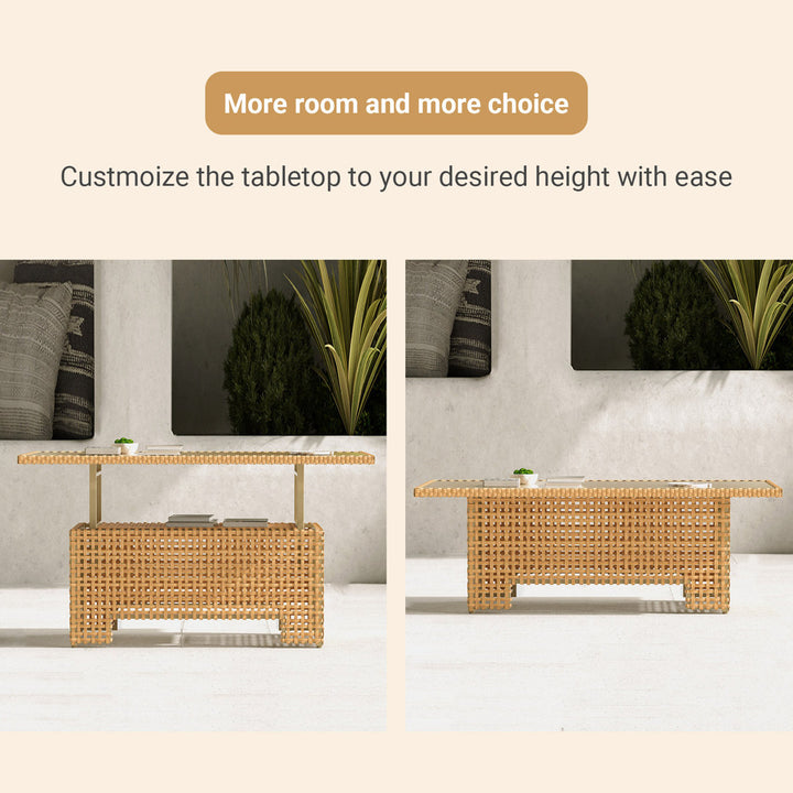 51.25'' L x 27'' W Extendable Outdoor Wicker Coffee Table Grand Patio