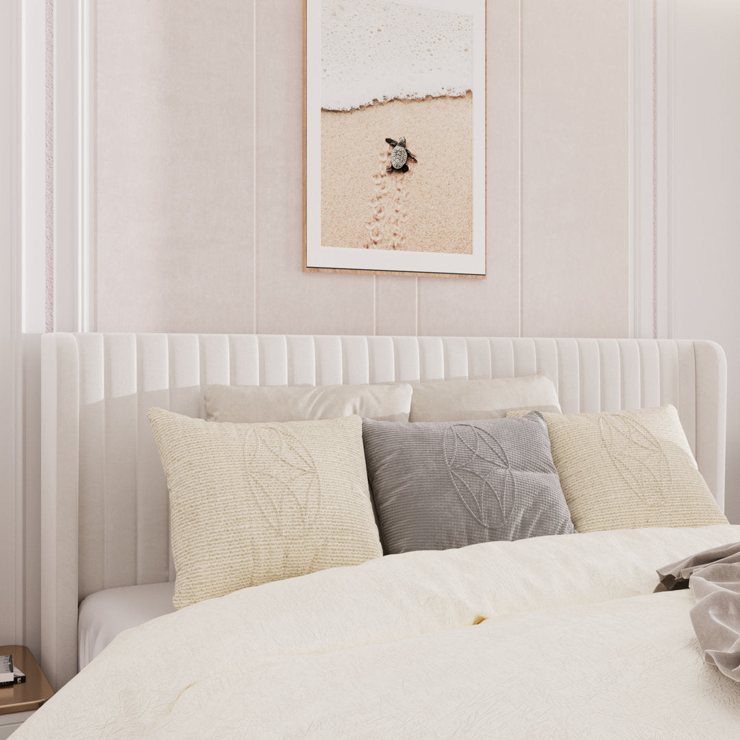 Candler Upholstered Platform Bed with Wingback Willa Arlo™ Interiors Color: White Size: King