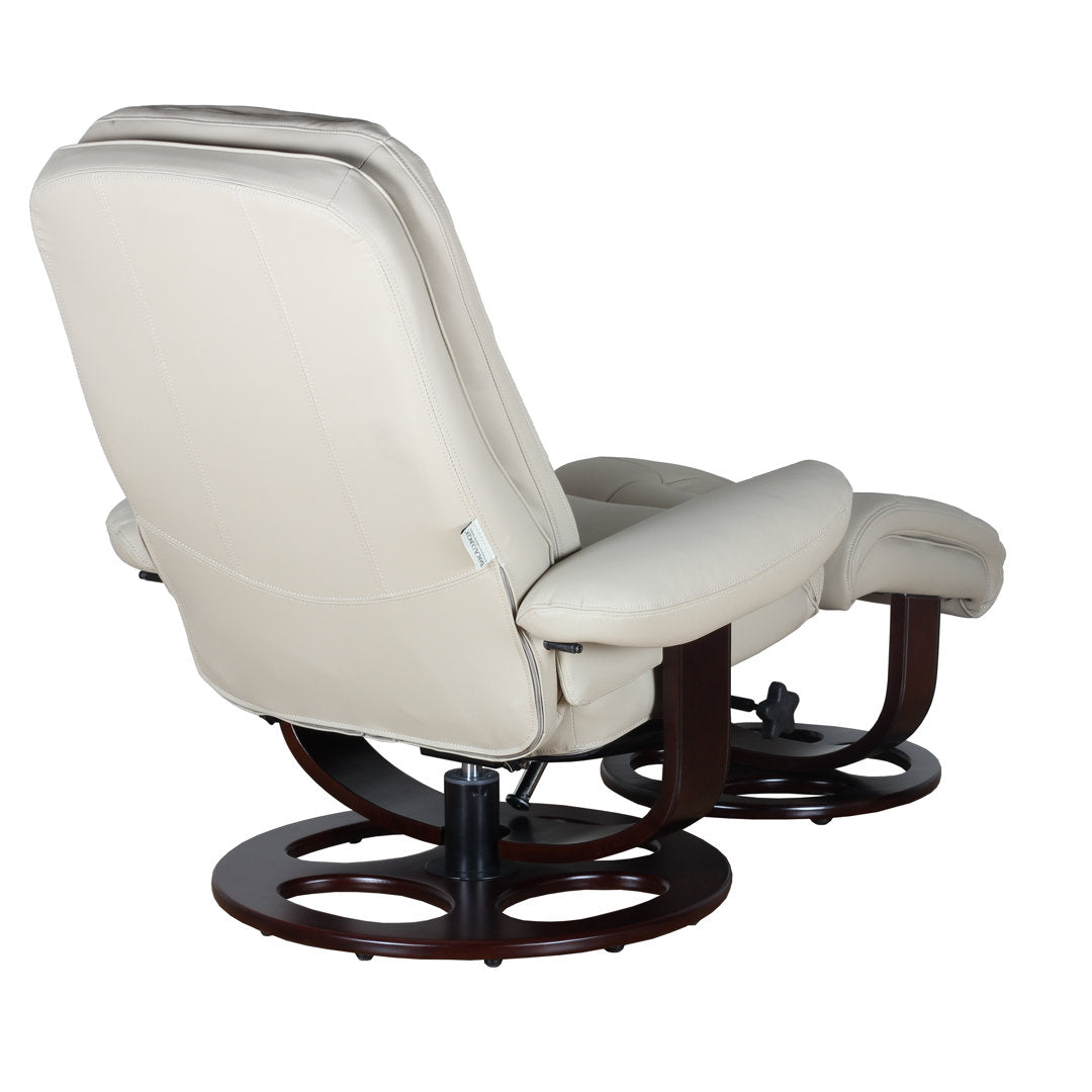Majeda Manual Swivel Recliner With Ottoman Hokku Designs Body Fabric: Roman Ivory Leather Match