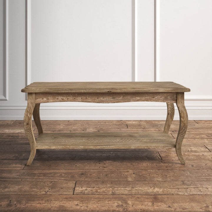 Deborah 42" Wide Rustic Industrial Antique Wooden Rectangular Coffee Table With 1 Shelf Kelly Clarkson Home