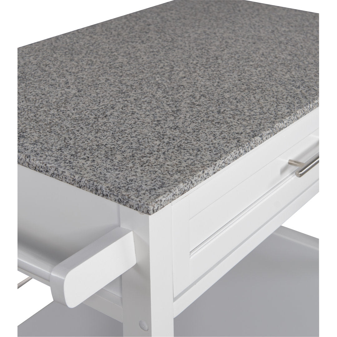 Ager Granite Top Kitchen Cart With Storage Space Latitude Run® Base Finish: White