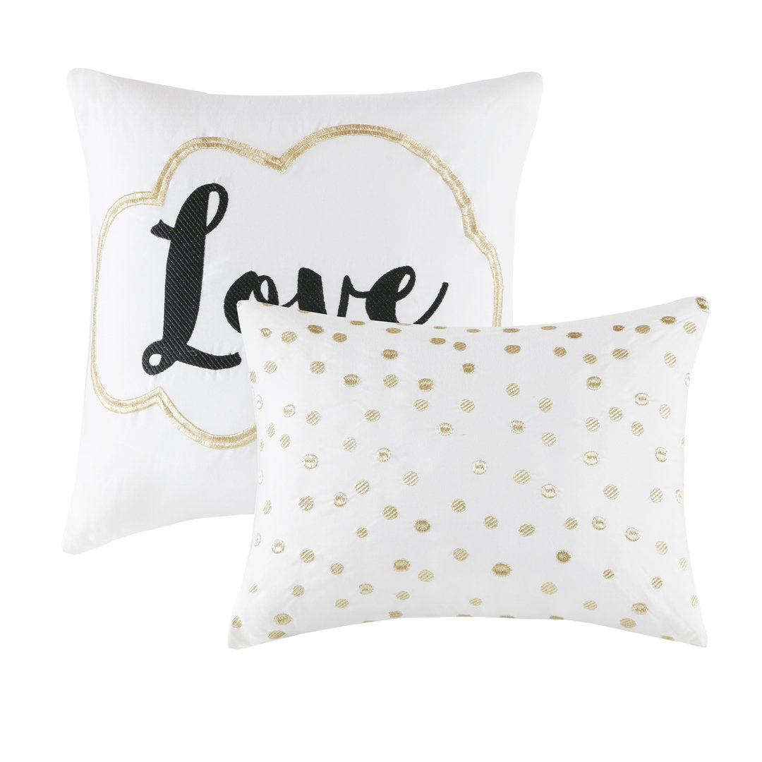 Raina Metallic Printed Comforter Set Intelligent Design Color: Ivory/Gold Size: King/Cal.King Comforter + 2 Shams + 2 Throw Pillow