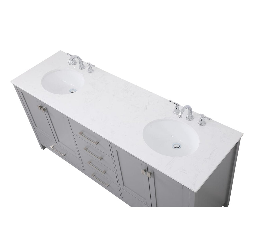 Bagdai 72" Wide Bathroom Vanity Set Wade Logan® Top Finish: Calacatta Quartz, Base Finish: Gray