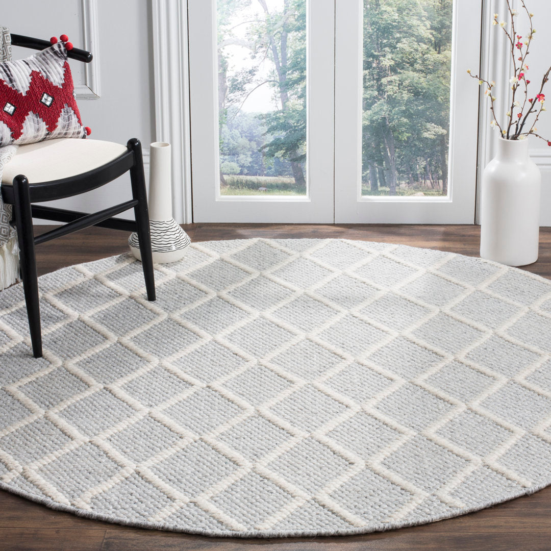 Huberty Hand Woven 60% Wool And 40% Viscose Geometric Rug Union Rustic Rug Size: Round 6'