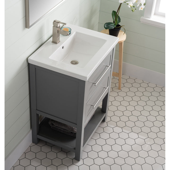 Bickley 24" Single Bathroom Vanity with Ceramic Top Beachcrest Home™ Base Finish: Gray