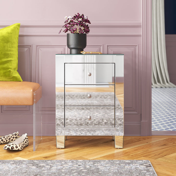 Brixton 3 - Drawer Mirrored Accent Chest Etta Avenue™