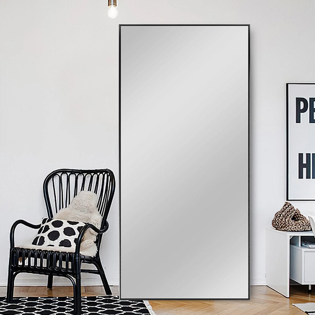 Kinkaid Metal Framed Full Length Hanging Mirror Wrought Studio™ Size: 71" x 34" Finish: Black