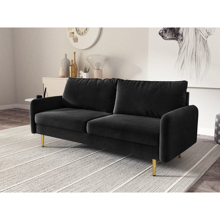 Javonta 70'' Upholstered Sofa Everly Quinn Fabric: Black Velvet