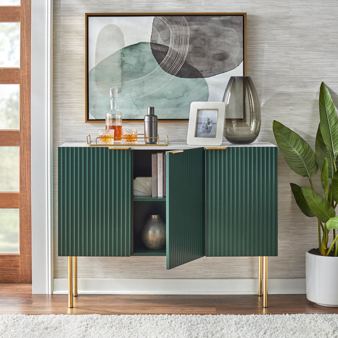 Santillanes 47.25'' Wide Sideboard Willa Arlo™ Interiors Color (Base/Top): Green/Faux White