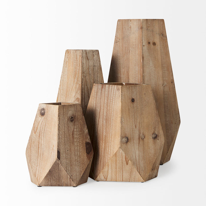 Huberdina Brown Wood Table Vase Union Rustic Size: 9" H x 5" W x 5" D