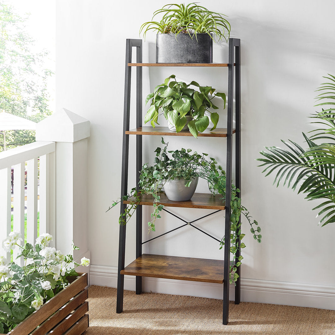 Parikh 54" H x 22.1" W Steel Etagere Bookcase Williston Forge Color: Black/Rustic Brown