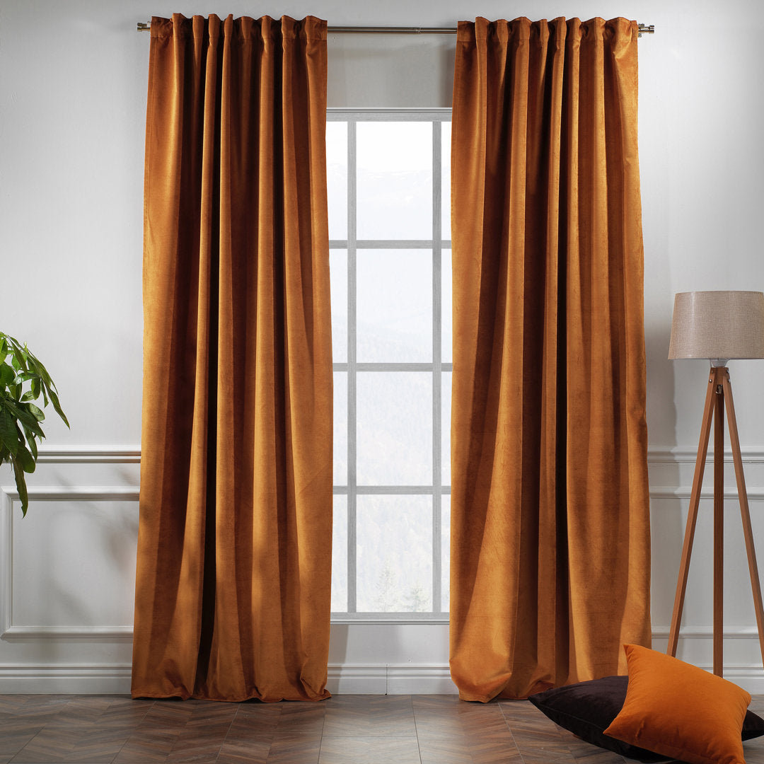 Matte Velvet Extra wide x Extra Long Custom Made Decorative Single Panel Lilijan Home & Curtain Curtain Color: 58 Bourbon Size per Panel: 100" W x 276" L