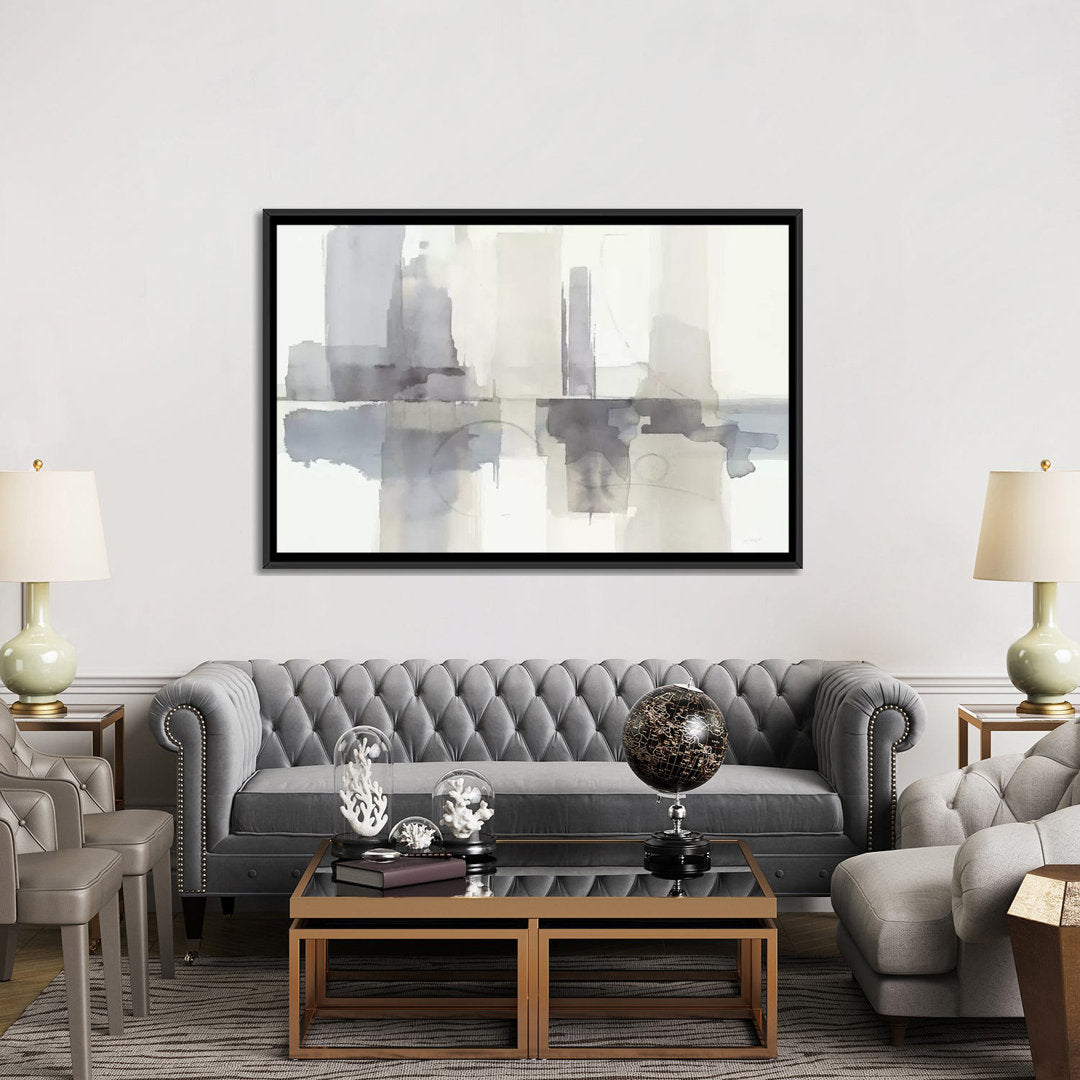 Country Meadow Landscape Neutral by Cynthia Coulter - Wrapped Canvas Painting Print East Urban Home Size: 40" H x 60" W x 1.5" D Format: Black Framed Canvas