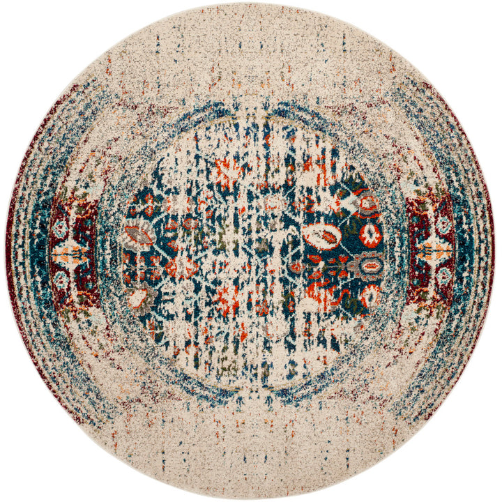 Hertzler Floral Ivory/Blue Area Rug Langley Street® Rug Size: Round 5'