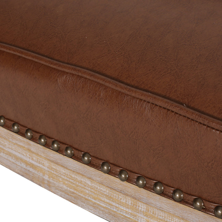 Atenea 49.5'' Upholstered & Birch Wood Loveseat August Grove® Upholstery Color: Cognac Faux Leather