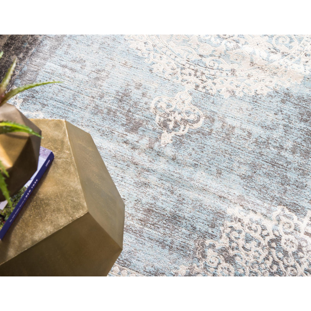 Teadora Gray/Light Blue/Ivory Area Rug Bungalow Rose Rug Size: Square 4'1"