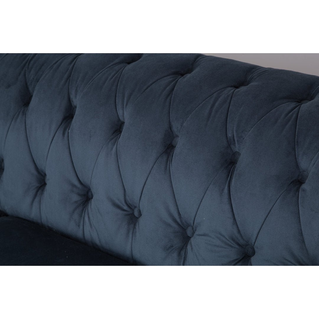 Ophelie 87" Rolled Arm Chesterfield Sofa Birch Lane™ Fabric: Navy Blue Velvet