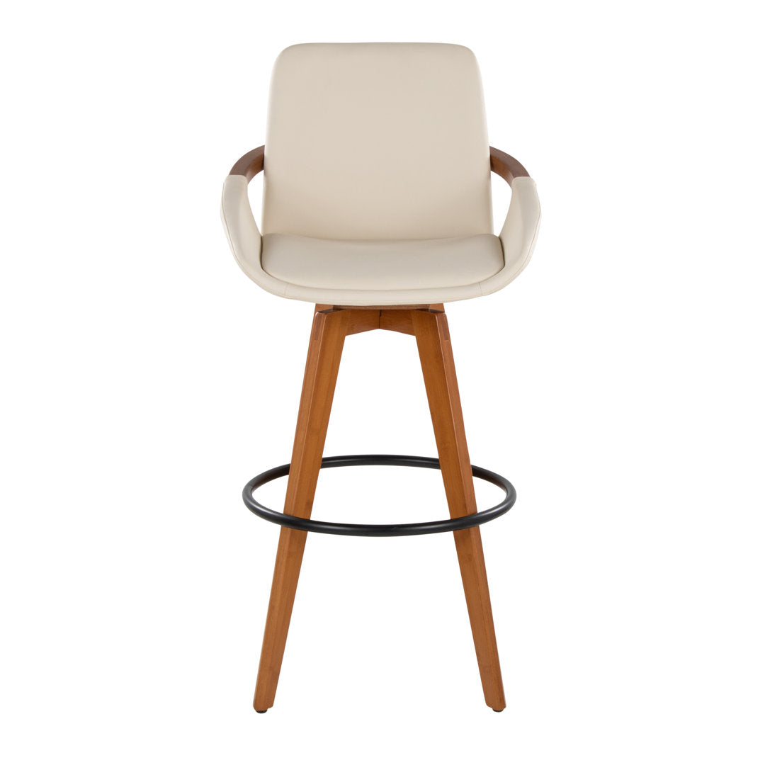 Whitacre Swivel Stool Wade Logan® Upholstery: Cream Faux Leather, Seat Height: Bar Stool (29" Seat Height)