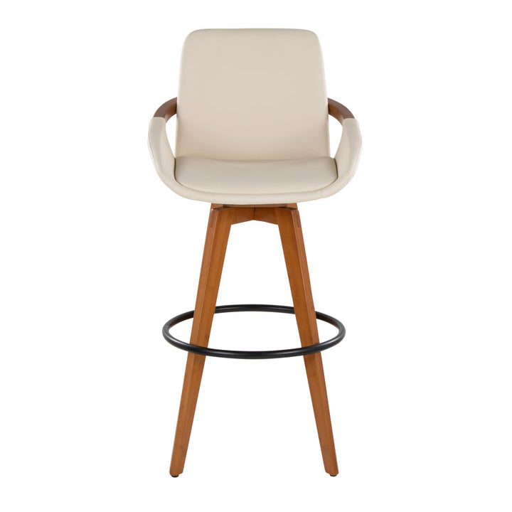 Whitacre Swivel Stool Wade Logan® Upholstery: Cream Faux Leather, Seat Height: Bar Stool (29" Seat Height)