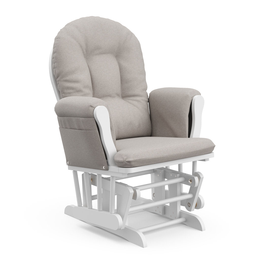 Hoop Glider with Ottoman Storkcraft Upholstery Color: Taupe Swirl, Frame Color: White