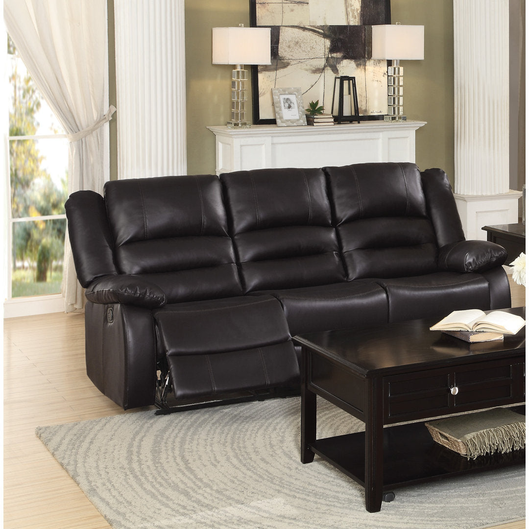 Jianyu 82" Faux Leather Pillow Top Arm Reclining Sofa Red Barrel Studio® Fabric: Brown Faux Leather