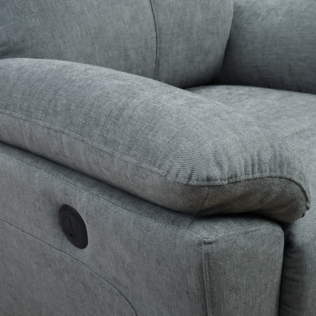 Kappa 35.43" Wide Power Swivel Standard Recliner Red Barrel Studio® Body Fabric: Green Gray Polyester Blend