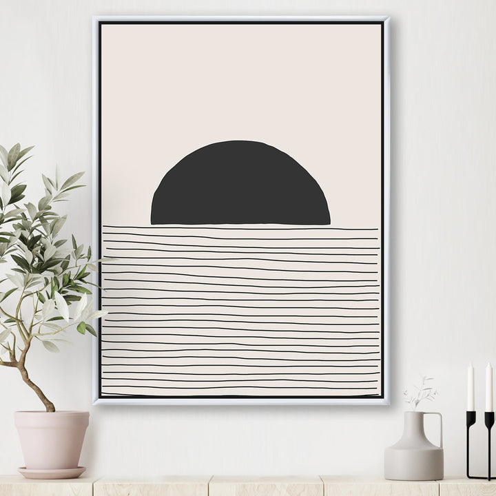 Minimal Geometric Lines and Circle V - Floater Frame Print on Canvas East Urban Home Size: 46'' H x 36'' W x 1.5'' D Format: Gold Framed Canvas