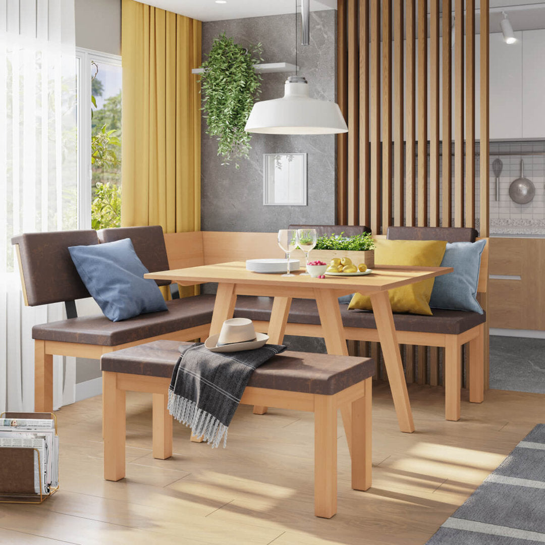 Desouza 3 - Piece Pine Solid Wood Breakfast Nook Dining Set Brayden Studio® Finish: Almond