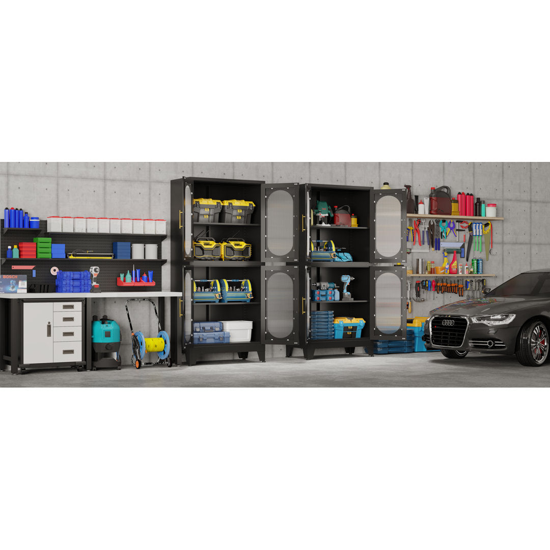 Ebern Designs Storage Wardrobes Cabinet with 4 Doors and Shelves Ebern Designs Color: Black