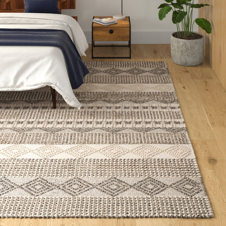 Jacques Hand Woven 60% Wool And 40% Cotton Striped Rug Union Rustic Rug Size: Rectangle 10' x 14'