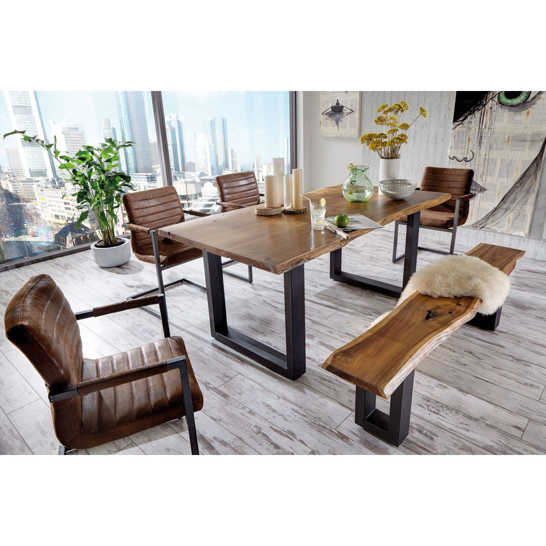 Lemay Iron Trestle Dining Table Union Rustic Size: 30" H x 79" L x 39" W