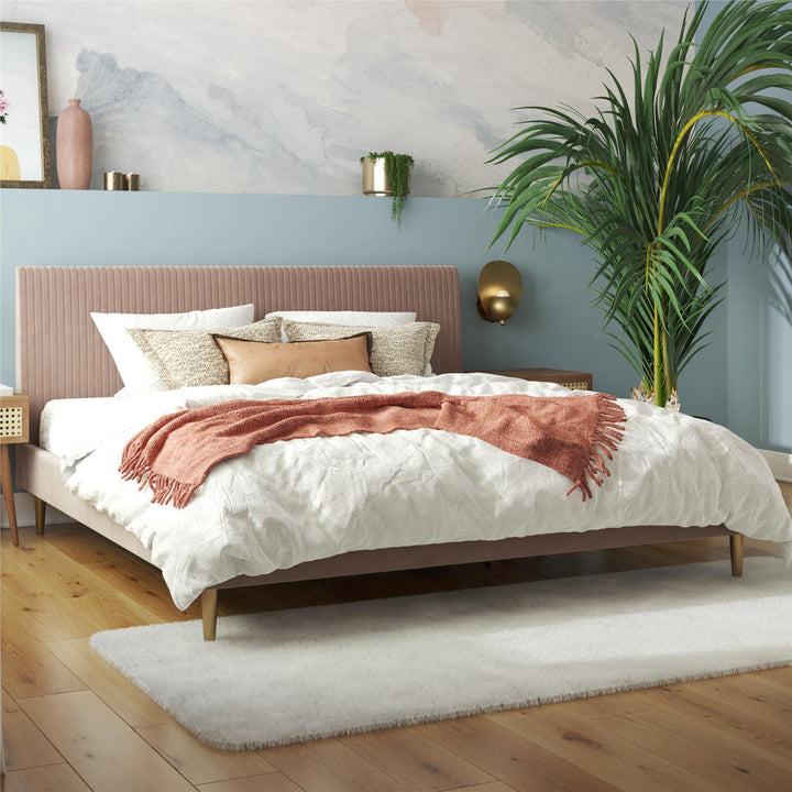 Daphne Upholstered Low Profile Platform Bed Mr. Kate Color: Blush Velvet Size: King