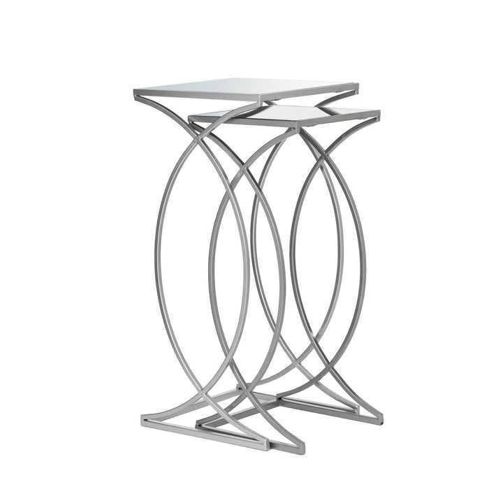 Loquette Glass Sled Nesting Tables Etta Avenue™ Table Base Color: Silver