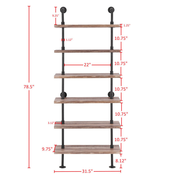 Charter Iron Pipe Wall Mount Ladder Bookcase Steelside™