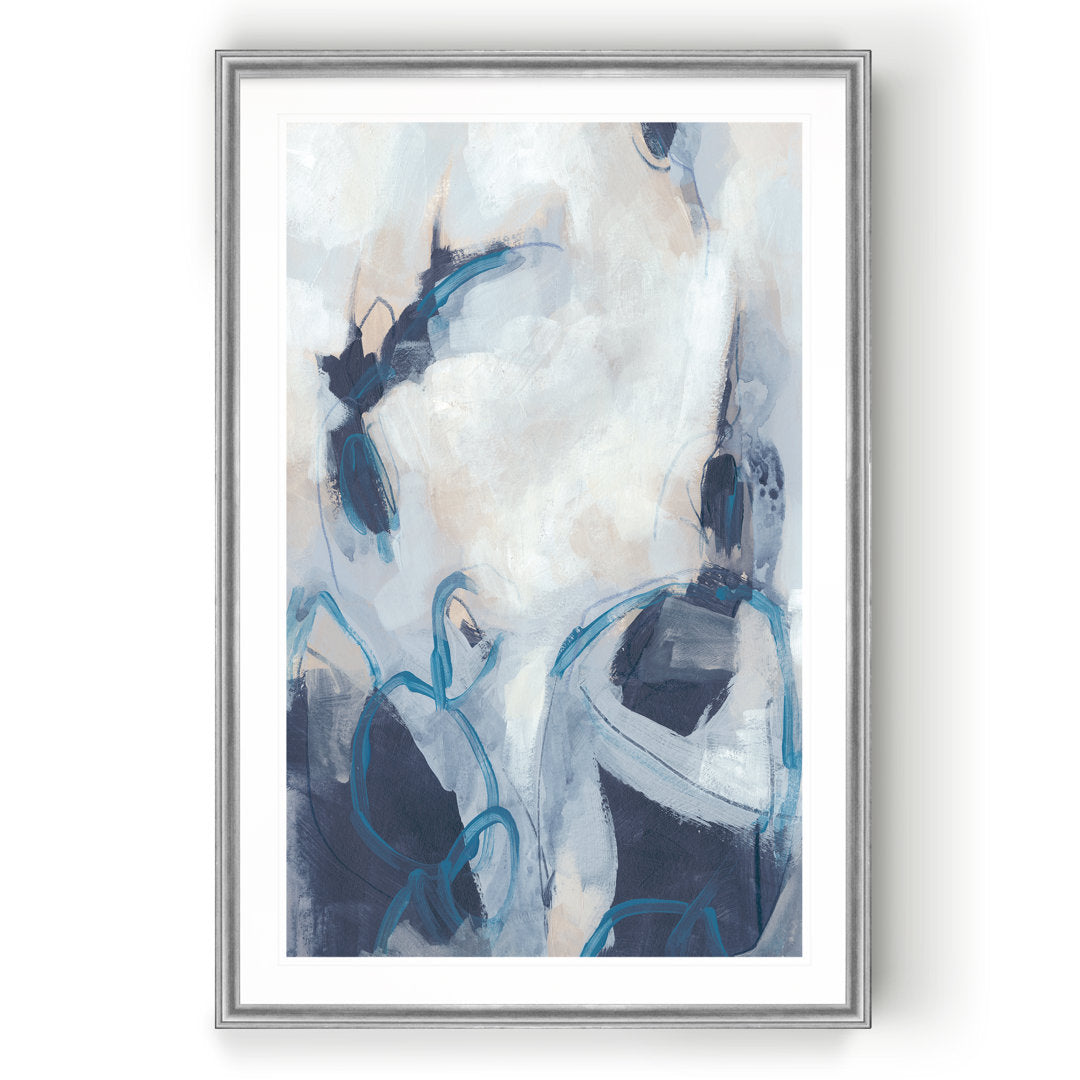 Blue Process I' - Painting Print on Canvas Etta Avenue™ Size: 18.5" H x 24.5" W x 1.5" D Format: Silver Framed