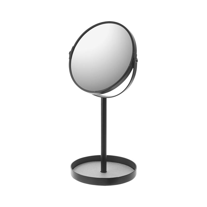 Yamazaki Home Round Standing Mirror - Bathroom And Bedroom Organizer With Tray, Steel Yamazaki Home Finish: Black