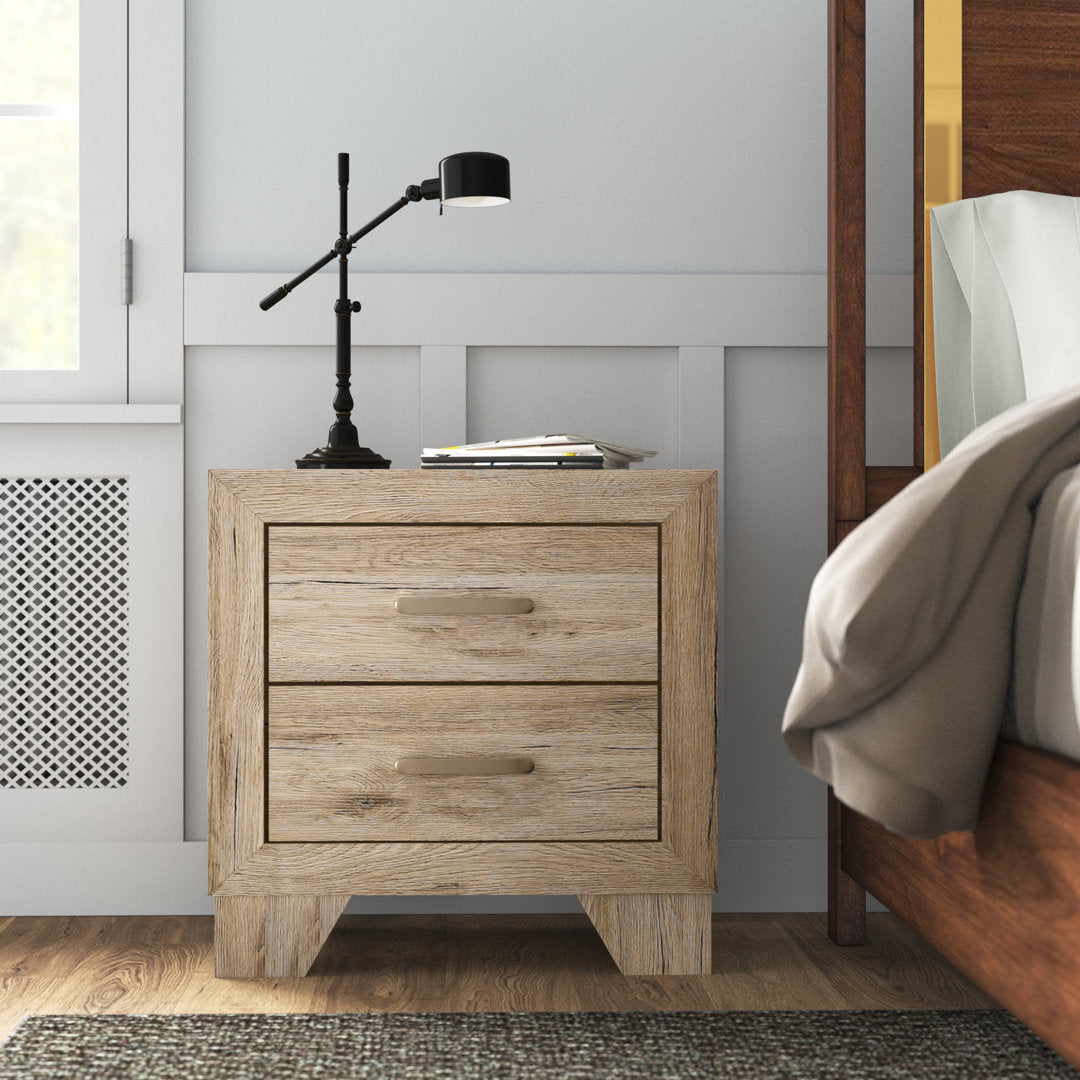 Grider 2-Drawer Nightstand with Block Legs Bed Side Table Wood Nightstand Night Table Laurel Foundry Modern Farmhouse® Color: Natural