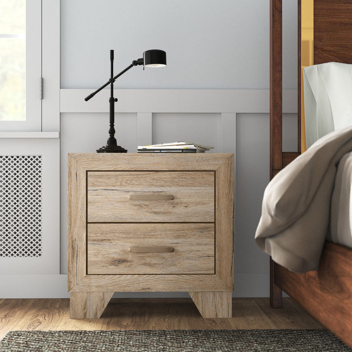 Grider 2-Drawer Nightstand with Block Legs Bed Side Table Wood Nightstand Night Table Laurel Foundry Modern Farmhouse® Color: Natural