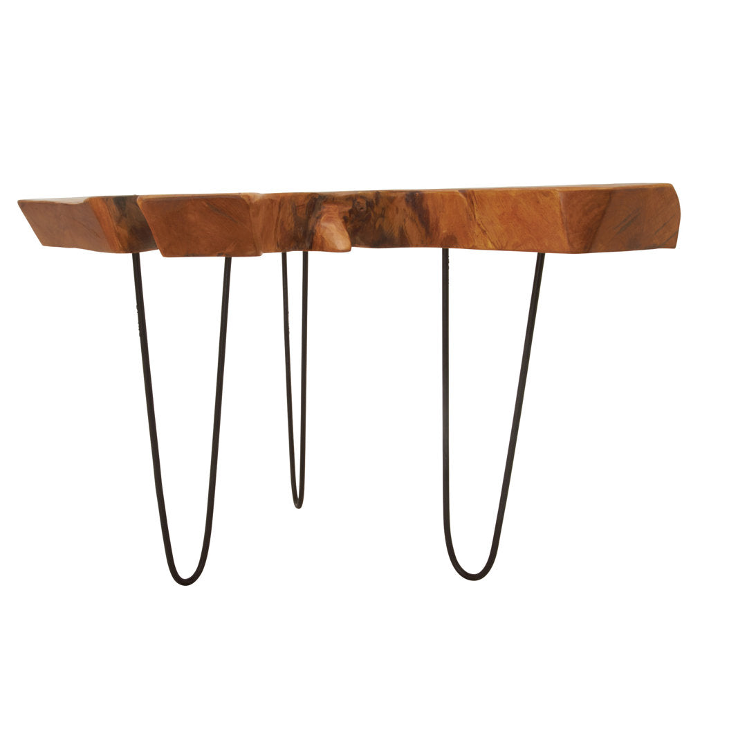 Ashyria Teak Wood Handmade Live Edge Living Room Coffee Table with Black Metal Hairpin Legs Wade Logan® Size: 19" H x  23" L x 28" W